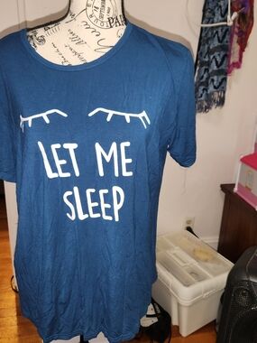 Eishopeer "Let Me Sleep" Women's Pajama Tee -  Blue/Teal